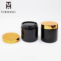 Individuelles Etikett 250ml 8 oz Luxuriöse Goldene Schraubdeckel Hautpflege Kosmetikverpackung Lebensmittelechte Schwarze Kunststoff-Siebdruckdosen