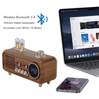 Jam Radio FM Retro Klasik dengan Tampilan Waktu Alarm Portabel untuk Radio Internet Berbahan Bambu & Plastik Bertenaga Baterai