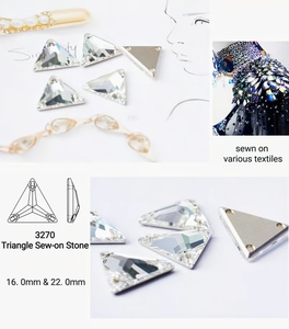 Autentici Strass in Cristallo Modello 3270 Triangolari da Cucire, 10 Sfaccettature, Non Termoadesivi, Prodotti in Austria per Abbigliamento da Spettacolo - Product Image 2