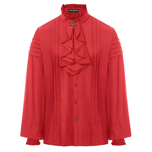 Chemise pour homme de style victorien à manches longues, col <span class=keywords><strong>jabot</strong></span>, steampunk, Renaissance, couleur unie, OEM, sur mesure - Product Image 6