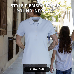 Women's Light Blue Polo Shirt Short Sleeve 100% Cotton Collared Pullover Casual Uniform Tee - Product Image 2