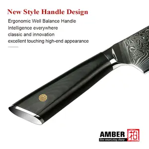 Professional 8 Piece Damascus küche Knives set VG 10 Steel Core 67 schichten mit Black G10 griff