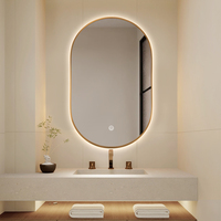 Espejo de Baño con Marco Delgado, Espejo Arqueado con Retroiluminación LED, Espejo con Marco Metálico, Proveedor de Espejos para Contratos