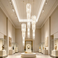 Lustre en cristal à tube long, luminaire suspendu moderne pour salle de mariage, salle de banquet, décoration de plafond haut