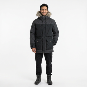 Professional Manufacturers' Autumn <b>Warm</b> Standard Fleece Parka for Men Hooded <b>Jacket</b> Long Canvas <b>Waterproof</b> Windproof 100% Cotton - Product Image 1
