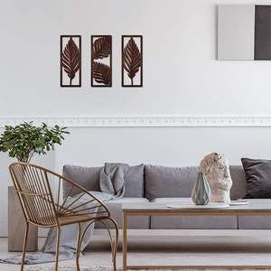 3 Pcs Home Boho Decor Accent Rustique Feuille de Palmier Art Mural en Bois Sculpture Suspendue Plante Tropicale Vintage Panneaux Bois Plaque - Product Image 6