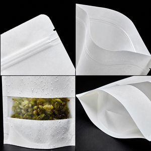 Sachet Doypack Personnalisé en Papier Kraft Blanc avec Fenêtre, Sac d'Emballage Alimentaire Refermable pour Noix, Bonbons, Fruits Secs, Snacks - Product Image 3