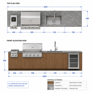 Mueble de Cocina Exterior Personalizado para Patio, Acero Inoxidable 304 con Parrilla, Fregadero y Refrigerador de 68L, Cocina Exterior para Patio - Product Image 4