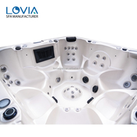 LOVIA Spa Balnéo Carré Moderne Haut de Gamme en Acrylique pour 7 Personnes, 68 Jets, Contrôle Balboa, Écologique, pour Hôtels et Extérieur