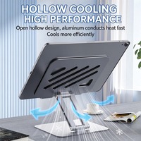 Support de tablette pliable en alliage d'aluminium réglable et portable, support de tablette pliable pour bureau, robuste, entièrement en métal, angle de vision parfait