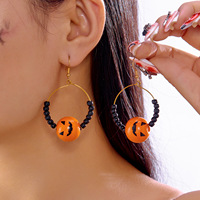 Boucles d'oreilles créoles Shiloh fantaisie et originales en forme de citrouille, fantôme, araignée, chauve-souris, en alliage, pour fête d'Halloween, au design unique