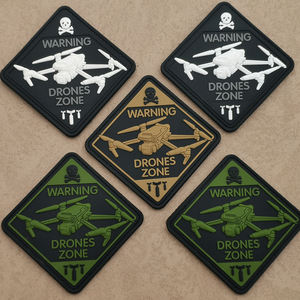 Предупреждающий Дрон зона 3D резиновая квадратная этикетка для одежды ПВХ шаблон самолета патч самолет мягкий резиновый пилот Резиновый патч - Product Image 2