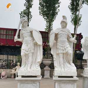 Exquisita decoración de jardín soldado escultura estatua de guerrero de mármol blanco a la venta - Product Image 4