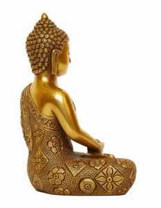Tibetan <b>Thinking</b> Buddha Brass Statue 5.6 Inch Handmade Indian Sculpture Ideal for Home Office Meditation and Gift Purposes - Product Image 3