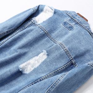 Veste en jean surdimensionnée style boyfriend personnalisée pour femme, veste en jean unie délavée - Product Image 3