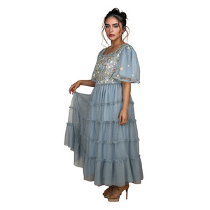 Summer Fairycore <strong>Tunic</strong> Slim Casual Midi <strong>Dress</strong> for Women Empire Patchwork <strong>Sequined</strong> Mesh <strong>Dress</strong> - Product Image 2