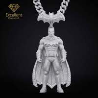Promotion Collier Hip Hop Personnalisé en Argent Sterling 925 avec Pendentif Personnage de Dessin Animé en Moissanite, Entièrement Pavé et Sertie de Pierres, pour Homme, Cadeau