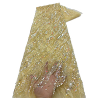 NI.AI bleu dentelle perlée avec paillettes luxe paillettes dentelle tissu brodé dentelle pour les femmes robe de mariée