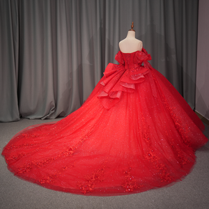 Para 6795 Vintage Color caramelo Natural rebordear apliques bordado imperio flor Quinceañera vestido de fiesta - Product Image 4