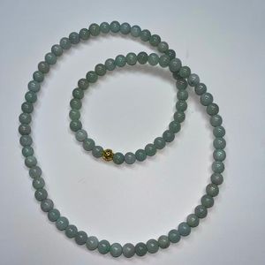 Klasik alami asli giok manik-manik Gelang Kalung Set geometris tiga lapisan Buddha modis wanita CMA - Product Image 5