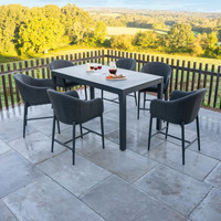 Ensemble de salle à manger de patio en tissu imperméable au design moderne, chaises de jardin confortables avec table, mobilier d'extérieur, chaises de style baroque pour hôtel