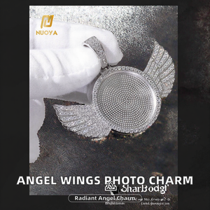 Colgante de Plata 925 Chapado en Oro con Alas de Ángel y Moissanita NUOYA, Medallón Personalizable con Foto, Joyería Moderna Hip Hop para Mujer - Product Image 2