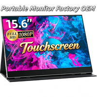 Moniteur portable OEM personnalisé 15,6 pouces 1080P IPS tactile, protection des yeux, écran anti-lumière bleue, interface Type-C et haut-parleurs intégrés