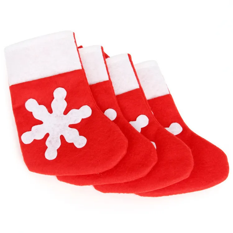 Mini Christmas Stockings Knife Spoon Fork Bag for Xmas Party Dinner Table Supplies Decorations