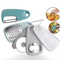Ensemble de 5 ustensiles de cuisine multifonctionnels en acier inoxydable 430, râpe à fromage, ouvre-bouteille, éplucheur, coupe-pizza, petits outils de cuisine
