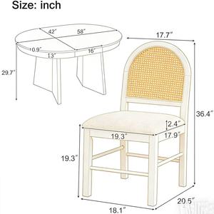 Vente flash : Ensemble <span class=keywords><strong>de</strong></span> table à manger extensible vintage en bois 5 pièces, 1 table à manger et <span class=keywords><strong>4</strong></span> <span class=keywords><strong>chaises</strong></span> rembourrées avec dossier en rotin - Product Image 2
