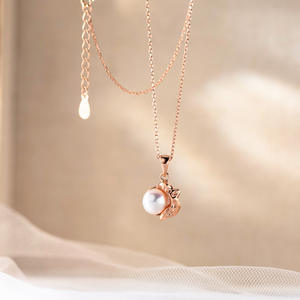 Collar de Perlas de Plata de Ley S925, Estilo Ins, Diseño Único y Exquisito, Perla Ligera, Nudo de Bambú, Y02585 - Product Image 4