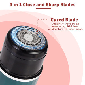 Rasoir électrique pour femmes, épilation des poils pubiens et des aisselles, étanche IPX7, charge de type C, corps en plastique noir vert paon - Product Image 3