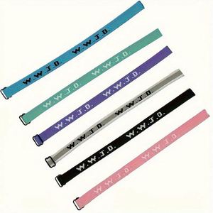 Factory Custom W.W.J.D. Letter Jacquard Print Wrist Band <b>Bracelet</b> Webbed Woven <b>Adjustable</b> <b>Bracelet</b> Gifts for Friendlies - Product Image 2