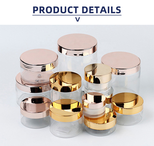 VENTE FLASH 250ml 300ml 500ml 600ml Emballage cosmétique de luxe avec couvercle doré, contenants en plastique transparent pour huile corporelle, pots - Product Image 4