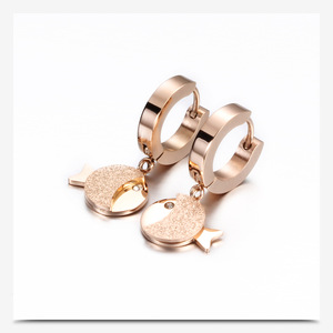 Rose Gold Fish Huggie <b>Earrings</b> 12MM Stainless Steel Animal Shape <b>Studs</b> For Women Fashion Jewelry - Product Image 3