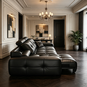 Canapé <span class=keywords><strong>Chesterfield</strong></span> italien en cuir véritable en forme de L pour salon intelligent, ensemble de canapés modulaires, mobilier de salon moderne de luxe - Product Image 2