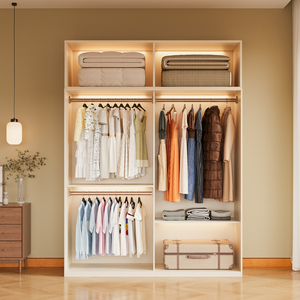 Armoire coulissante à portes arquées JRSD en chêne massif, placard en bois de 18 mm d'épaisseur de qualité ENF, grande armoire de rangement pour chambre à coucher - Product Image 5