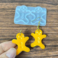 Moule en silicone YS pour figurine holographique de bonhomme de pain d'épices, pendentif boucle d'oreille, décoration, résine faite à la main, design laser, outils de bijouterie uniques