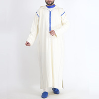 Thobe blanc à capuche pour hommes, été 2023, robe musulmane décontractée, djellaba marocaine