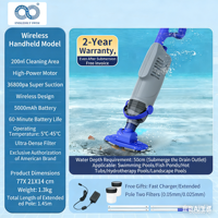 Aspirateur de piscine à forte aspiration, aspirateur portatif et rechargeable avec 60 minutes d'autonomie