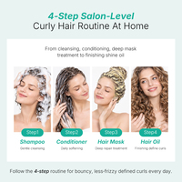 Ensemble complet Pallamina pour cheveux bouclés avec shampoing définissant les boucles, après-shampoing, masque hydratant et huile fortifiante pour boucles abîmées