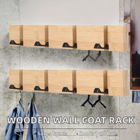 Porte-manteau mural en bambou avec crochets rétractables, organisateur moderne pour entrée, couloir et salle de bain
