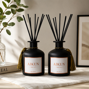 Difusor <span class=keywords><strong>de</strong></span> Aromas <span class=keywords><strong>de</strong></span> Vidrio Redondo <span class=keywords><strong>de</strong></span> Lujo AIKUN con Varillas Aromáticas Negras para Dormitorio, Baño, Hotel, Exhibición <span class=keywords><strong>de</strong></span> Fragancias - Product Image 2