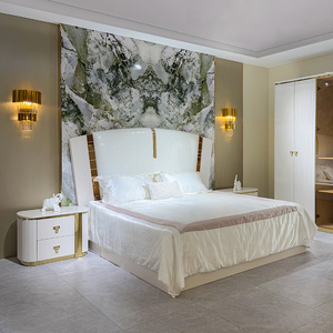 2025 thiết kế mới gỗ trắng đôi Vua kích thước giường 5 mảnh bộ hoàn chỉnh hiện đại sang trọng khung gỗ nội thất phòng ngủ thiết lập - Product Image 1