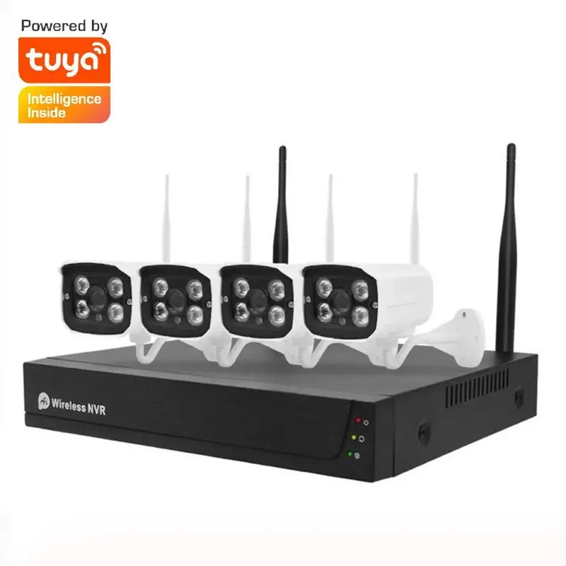 1080P Tuya सुरक्षा कैमरा प्रणाली वायरलेस 4CH 2MP WIF NVR किट P2P वीडियो निगरानी सीसीटीवी प्रणाली
