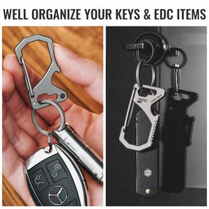 Keyunity Km05 Nhỏ Titan Carabiner Keychain Clip, 2 Inch Bia Mở Chai Key Chủ Nhiệm Vụ Nặng Nề <span class=keywords><strong>Multitool</strong></span> Với Vít Bit - Product Image 2