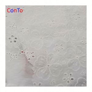 Tela de Muselina de Algodón Orgánico con Encaje Cluni al por Mayor - Product Image 1