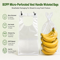 Sacs en BOPP de qualité alimentaire pour produits frais, micro-perforés, avec poignée, pour l'emballage de légumes, fruits et aliments (vente en gros)