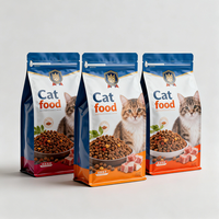 Sachets personnalisés à fond plat en Mylar de 1 kg, 2 kg, 3 kg, 5 kg, 10 kg, 15 kg, 20 kg pour aliments pour animaux de compagnie, emballage en vrac pour aliments pour chats
