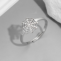 Bague réglable en acier inoxydable anti-ternissement, toile d'araignée d'Halloween, style gothique punk pour femmes